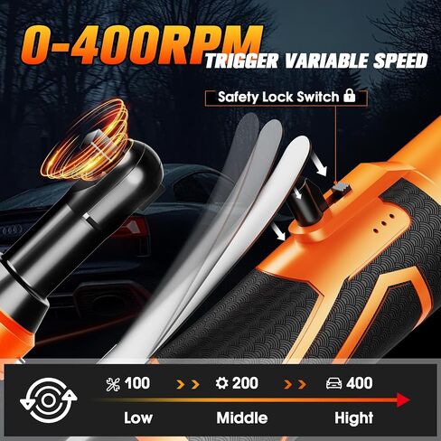 3/8 Inch Cordless Electric Ratchet, 40FT-LBS(54N.m) Ratchet Wrench, 12V Extended Power Ratchet Wrench Set,0-400RPM Variable Speed,LED Light,10 Sockets, 1/4" Adapter,1/2" Adapter,2 Batteries in Saudi Arabia
