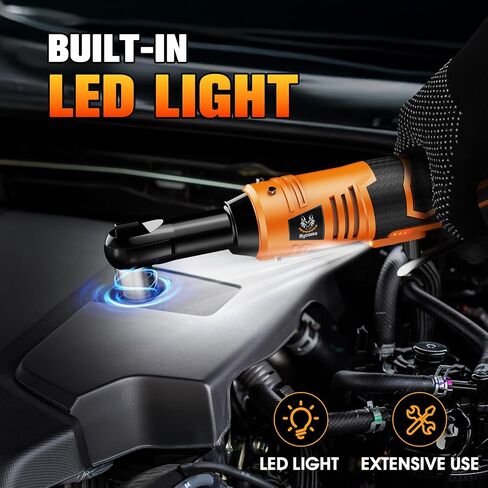 3/8 Inch Cordless Electric Ratchet, 40FT-LBS(54N.m) Ratchet Wrench, 12V Extended Power Ratchet Wrench Set,0-400RPM Variable Speed,LED Light,10 Sockets, 1/4" Adapter,1/2" Adapter,2 Batteries in Saudi Arabia