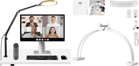NEWER BASICS R18 18W 7 "مصباح حلقة المكتب مع حامل و HM01-D 29" مصباح القوس ، الإضاءة لمؤتمرات الفيديو لتسجيل مكياج هاتف الكمبيوتر الشخصي كمبيوتر محمول ، in Saudi Arabia