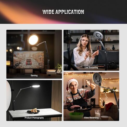 NEWER BASICS R18 18W 7 "مصباح حلقة المكتب مع حامل و HM01-D 29" مصباح القوس ، الإضاءة لمؤتمرات الفيديو لتسجيل مكياج هاتف الكمبيوتر الشخصي كمبيوتر محمول ، in Saudi Arabia