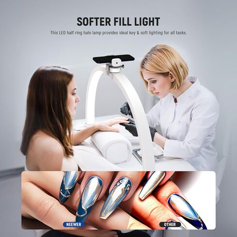 NEEWER Basics R18 18W 7" Desk Ring Light & HM02-D 29" Half Moon Nail Lamp, Full Screen LED Circle Ringlight with Stand/Arm/C Clamp, Video Conference Streaming Recording Makeup Phone Selfie Lighting in Saudi Arabia