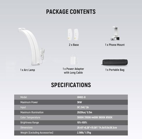 NEEWER Basics R18 18W 7" Desk Ring Light & HM02-D 29" Half Moon Nail Lamp, Full Screen LED Circle Ringlight with Stand/Arm/C Clamp, Video Conference Streaming Recording Makeup Phone Selfie Lighting in Saudi Arabia