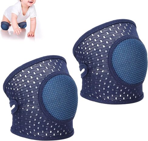 Pilipane Baby Crawling Pads Soft Cotton Elastic Unisex Prevent Slip Infant Knee Protection Cover (Navy Blue) in Saudi Arabia