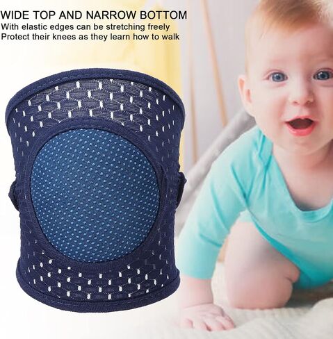 Pilipane Baby Crawling Pads Soft Cotton Elastic Unisex Prevent Slip Infant Knee Protection Cover (Navy Blue) in Saudi Arabia