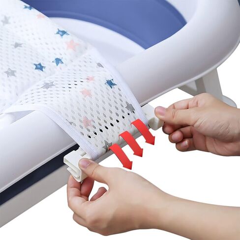Baby Bath Seat Support Net Soft Infant Bathing Seat Support Mat Suspension Shower Pad Adjustable Non-Slip Newborn Bathtub Sling Mat Baby Sink Bather Tub Shower Net Bathtub Sit Up Mesh 0-6 Month in Kuwait
