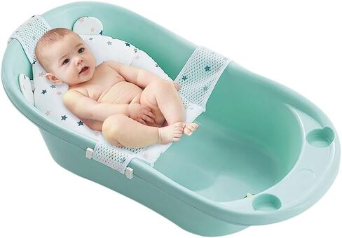 Baby Bath Seat Support Net Soft Infant Bathing Seat Support Mat Suspension Shower Pad Adjustable Non-Slip Newborn Bathtub Sling Mat Baby Sink Bather Tub Shower Net Bathtub Sit Up Mesh 0-6 Month in Kuwait