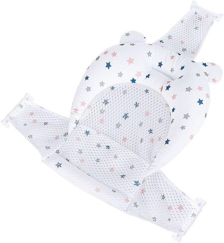 Baby Bath Seat Support Net Soft Infant Bathing Seat Support Mat Suspension Shower Pad Adjustable Non-Slip Newborn Bathtub Sling Mat Baby Sink Bather Tub Shower Net Bathtub Sit Up Mesh 0-6 Month in Kuwait