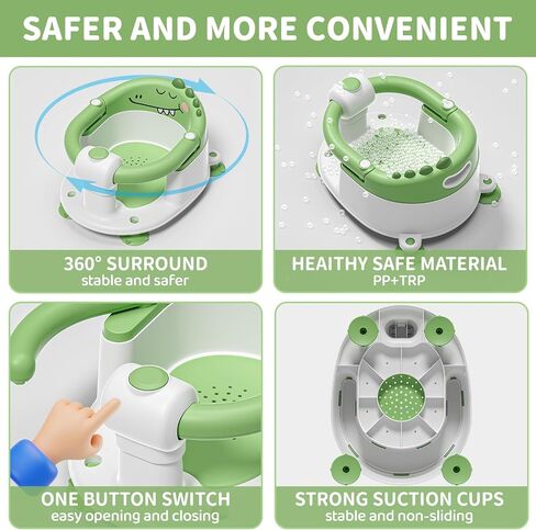 TPN Baby Bath Seat للأطفال لمدة 6 أشهر وأعلى ، مقعد حمام لا ينقص مع منشفة مقنع و 5 PCS ملصقات رموز تعبيرية مقاومة للماء ، مقعد حمام للرضع المحمولة للطفل (رمادي) in Kuwait