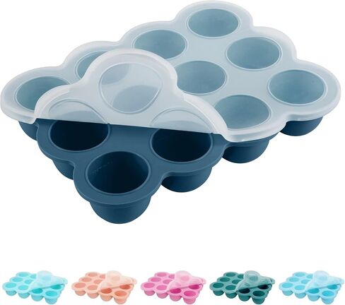 Baby Food Storage 12 x 1.5OZ Silicone Freezer Tray with Lid, Food Grade Silicone Containers for Purees & Vegetables Midnight Blue in Kuwait