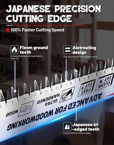 EZARC Japanese Teeth Reciprocating Saw Blades for Woodworking, Tri-Edged Fleam Ground Teeth, 8 TPI, 9 Inch, CRV Steel, 5-Pack in Saudi Arabia