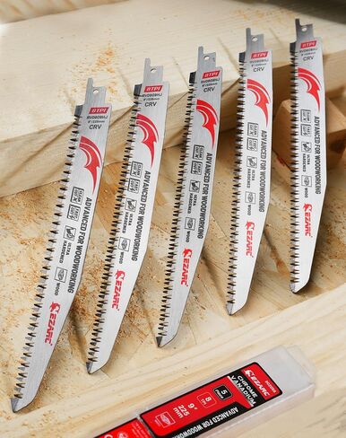 EZARC Japanese Teeth Reciprocating Saw Blades for Woodworking, Tri-Edged Fleam Ground Teeth, 8 TPI, 9 Inch, CRV Steel, 5-Pack in Saudi Arabia
