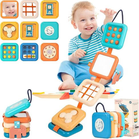 Montessori Busy Board لمدة عام واحد ، ألعاب السفر للأطفال للطفل 1-3 ، مكعب النشاط الحسي مع المهارات الحركية الدقيقة ، هدايا ألعاب عيد الميلاد للبنات البالغ من العمر سنة واحدة in Saudi Arabia
