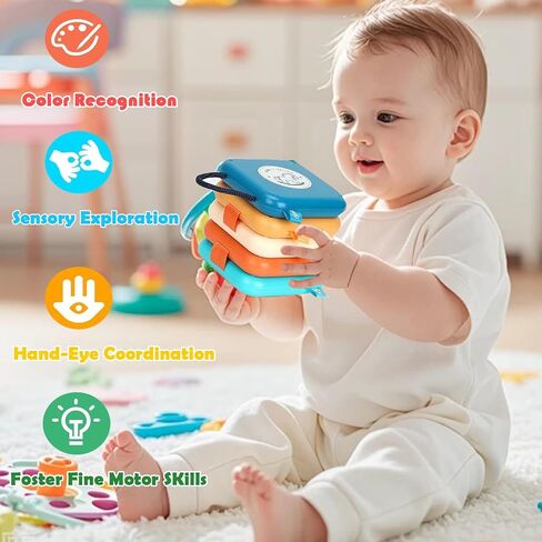 Montessori Busy Board لمدة عام واحد ، ألعاب السفر للأطفال للطفل 1-3 ، مكعب النشاط الحسي مع المهارات الحركية الدقيقة ، هدايا ألعاب عيد الميلاد للبنات البالغ من العمر سنة واحدة in Saudi Arabia