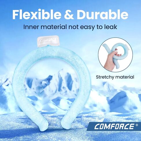 Comfpet Neck Cooling Tube, Wearable Neck Cooler for Hot Summer, Hands Free Cooling Neck Wrap for Outdoor Workers, Sports, Relief Hot Flashes, Freeze Below 64°F(Blue) in Kuwait