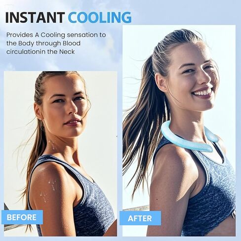 Comfpet Neck Cooling Tube, Wearable Neck Cooler for Hot Summer, Hands Free Cooling Neck Wrap for Outdoor Workers, Sports, Relief Hot Flashes, Freeze Below 64°F(Blue) in Kuwait