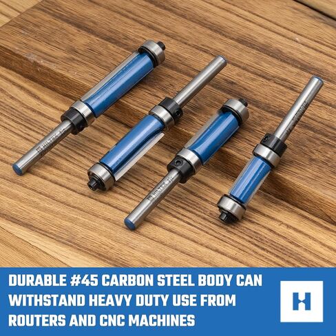 Hiltex 10103H أسفل المحمل النمط النمط التوجيه مجموعة بت ، 4 قطع ، 1/4 بوصة سرق ، أداة عمل خشبية CNC ، 1/2 "القطر القطر ، طول القطع: 1/2" ، 25/32 "، 1" ، و 1-1/2 " in Kuwait