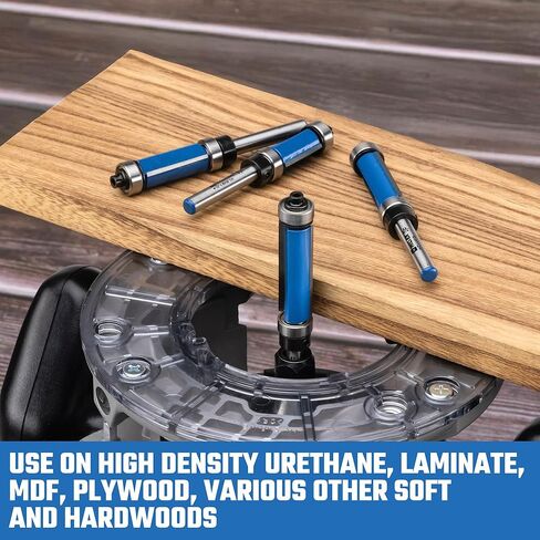 Hiltex 10103H أسفل المحمل النمط النمط التوجيه مجموعة بت ، 4 قطع ، 1/4 بوصة سرق ، أداة عمل خشبية CNC ، 1/2 "القطر القطر ، طول القطع: 1/2" ، 25/32 "، 1" ، و 1-1/2 " in Kuwait