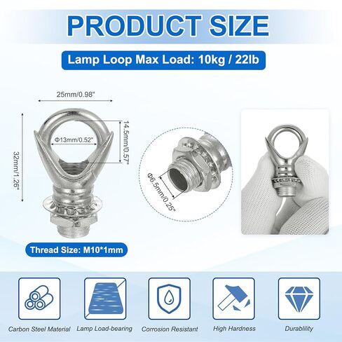 MECCANIXITY Eye Nut 22lb Max Load M10 Thread Ring Shape Female Loop with Thread Pipes Washers Nuts for Hanging Lamp Chandelier, Gold Bronze Pack of 4 in Kuwait