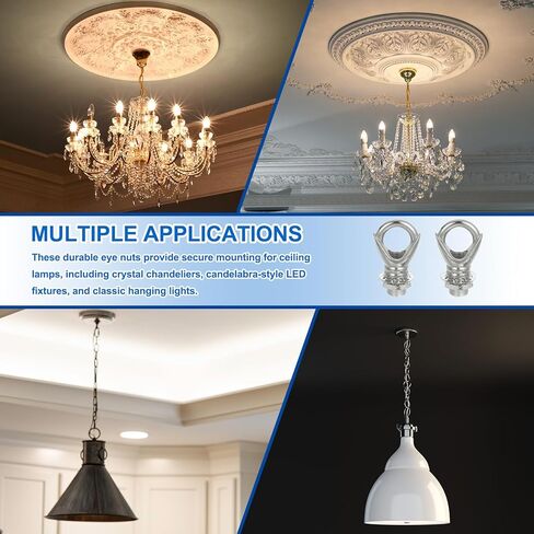 MECCANIXITY Eye Nut 22lb Max Load M10 Thread Ring Shape Female Loop with Thread Pipes Washers Nuts for Hanging Lamp Chandelier, Gold Bronze Pack of 4 in Kuwait