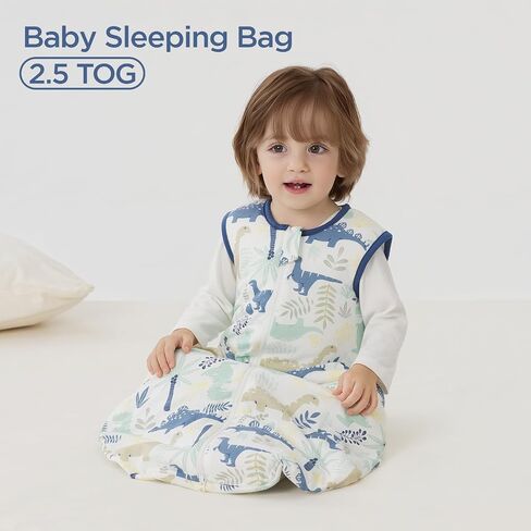 Duomiaomiao 3.5 TOG Baby Sleep Sack 100% Cotton Winter Long Sleeve Baby Wearable Blanket, Super Warm Quilted Comfy Toddler Sleeping Bag in Saudi Arabia