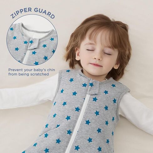 Duomiaomiao 3.5 TOG Baby Sleep Sack 100% Cotton Winter Long Sleeve Baby Wearable Blanket, Super Warm Quilted Comfy Toddler Sleeping Sack in Saudi Arabia