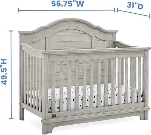 أطفال Delta Simmons Kids Asher 6-in-1 قابلة للتحويل مع السكك الحديدية الصغيرة ، Rustic Gray in Kuwait