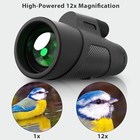 12x42 Monocular Telescope for Adults - High Powered Compact Lightweight Monoculars for Bird Watching, Hiking, Travel, Concerts in Saudi Arabia