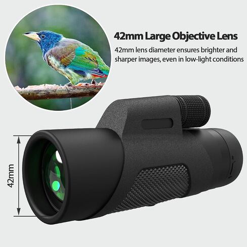 12x42 Monocular Telescope for Adults - High Powered Compact Lightweight Monoculars for Bird Watching, Hiking, Travel, Concerts in Saudi Arabia