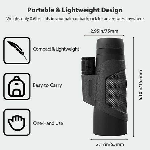 12x42 Monocular Telescope for Adults - High Powered Compact Lightweight Monoculars for Bird Watching, Hiking, Travel, Concerts in Saudi Arabia