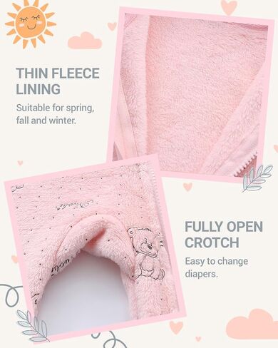WYTbaby Baby Snowsuit Fall Fleece Hooded Footed Romper for Newborns | Baby Bunting Suit with Bear Ear Hood Fold-Over Mittens Footed Legs Zipper Lightweight Outfit for Fall and Winter in Saudi Arabia