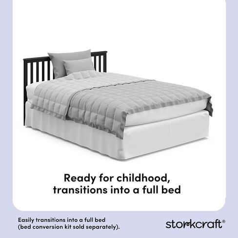 سرير Storkcraft Hillcrest 4-in-1 القابل للتحويل (Olive)-Greenguard Gold Certified ، يتحول إلى طفل صغير وسرير نهاري وسرير كامل الحجم ، يناسب مرتبة سرير قياسية ، تجميع سهل in Saudi Arabia