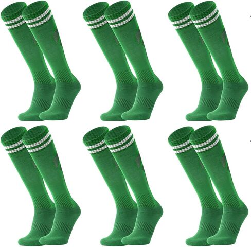 Barrlves 6 Pairs Kids Soccer Socks Striped Knee High Tube Socks Football Uniform Sports Socks for Boys Girls 8-14 Years Old in Kuwait