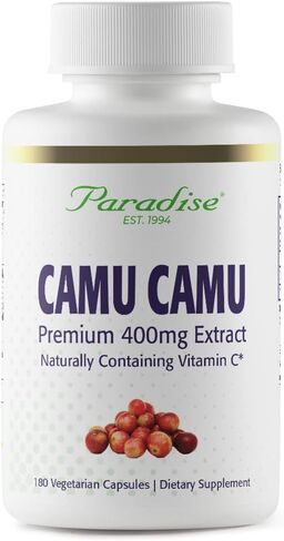 Paradise Herbs Organic Camu Camu with Nature's C, Gluten Free, Non-GMO, Vegan, 400 mg, 60 Capsules in Kuwait