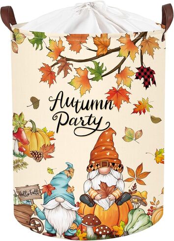 Fall Thanksgiving Baby Storage Basket Pumpkin Maple Leaf Collapsible Clothes Kids Laundry Hamper Large Boys Girls Gift Toy Box Bin for Nursery Room,Polka Dot,40*30*30 cm in Saudi Arabia