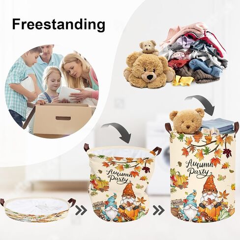 Fall Thanksgiving Baby Storage Basket Pumpkin Maple Leaf Collapsible Clothes Kids Laundry Hamper Large Boys Girls Gift Toy Box Bin for Nursery Room,Polka Dot,40*30*30 cm in Saudi Arabia