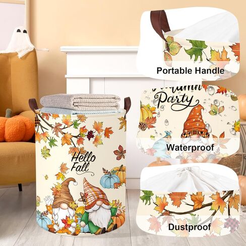 Fall Thanksgiving Baby Storage Basket Pumpkin Maple Leaf Collapsible Clothes Kids Laundry Hamper Large Boys Girls Gift Toy Box Bin for Nursery Room,Polka Dot,40*30*30 cm in Saudi Arabia