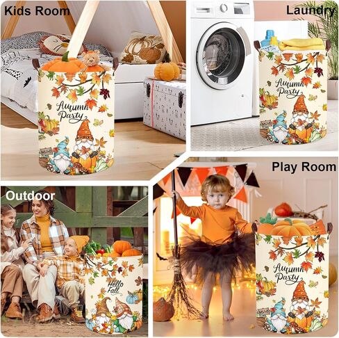 Fall Thanksgiving Baby Storage Basket Pumpkin Maple Leaf Collapsible Clothes Kids Laundry Hamper Large Boys Girls Gift Toy Box Bin for Nursery Room,Polka Dot,40*30*30 cm in Saudi Arabia