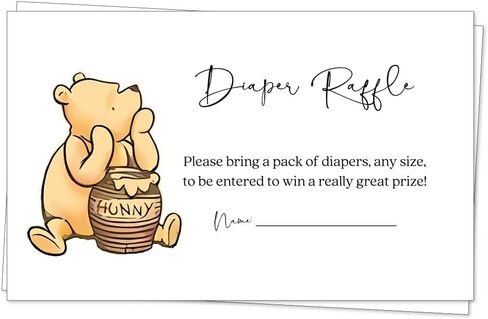 Winnie The Pooh Baby Shower Diaper Raffle Tickets Classic Vintage Boy Girl Insert Cards (50 count) in Saudi Arabia