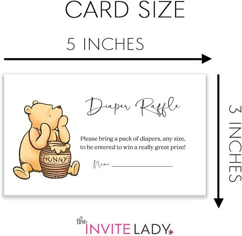 Winnie The Pooh Baby Shower Diaper Raffle Tickets Classic Vintage Boy Girl Insert Cards (50 count) in Saudi Arabia
