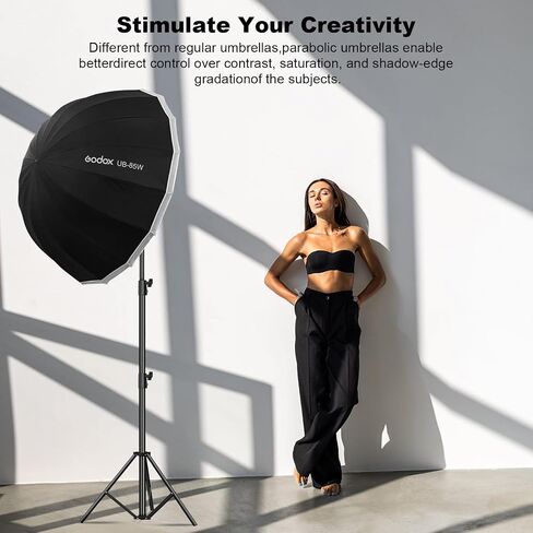 Godox UB-85W 33.5in/85cm Parabolic Reflective Umbrella, Black White Photography Umbrella with Carry Bag Portable for Vedio Studio Shooting Speedlite in Saudi Arabia