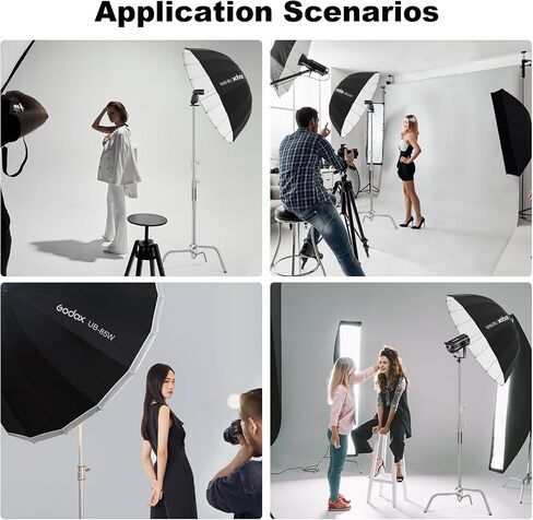 Godox UB-85W 33.5in/85cm Parabolic Reflective Umbrella, Black White Photography Umbrella with Carry Bag Portable for Vedio Studio Shooting Speedlite in Saudi Arabia
