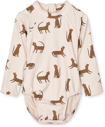 Toddler Girls One Piece Swimsuit Long Sleeve Bathing Suit Zipper Rash Guard Pink Cherry Swimwear with Snap in Kuwait