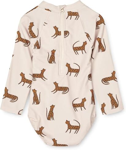 Toddler Girls One Piece Swimsuit Long Sleeve Bathing Suit Zipper Rash Guard Pink Cherry Swimwear with Snap in Kuwait