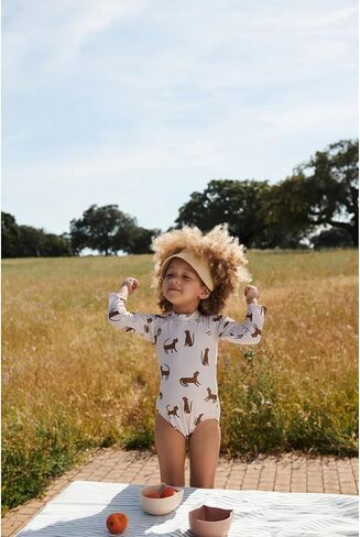 Toddler Girls One Piece Swimsuit Long Sleeve Bathing Suit Zipper Rash Guard Pink Cherry Swimwear with Snap in Kuwait