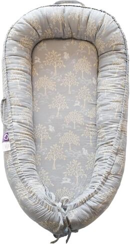 Infant Lounger, Baby Nest Cover for Baby Girls & Boys, Newborn Essentials for Baby 0-12 Months, 100% Cotton Breathable (Poem_Muslin) in Saudi Arabia