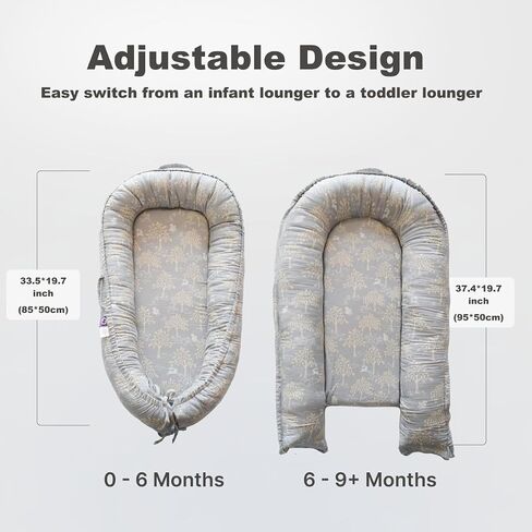 Infant Lounger, Baby Nest Cover for Baby Girls & Boys, Newborn Essentials for Baby 0-12 Months, 100% Cotton Breathable (Poem_Muslin) in Saudi Arabia