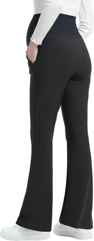 Maternity Pants for Work Over Belly Pregnancy Dress Pants Stretchy Business Bootcut Flare Trousers with Pockets in Saudi Arabia