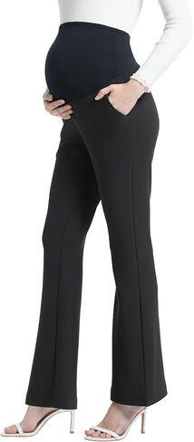 Maternity Pants for Work Over Belly Pregnancy Dress Pants Stretchy Business Bootcut Flare Trousers with Pockets in Saudi Arabia