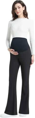 Maternity Pants for Work Over Belly Pregnancy Dress Pants Stretchy Business Bootcut Flare Trousers with Pockets in Saudi Arabia