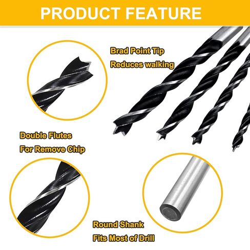 براد بوينت بيت بيت مجموعة 8pcs 3-10mm خشب تويست تويست بيتس الكربون الصلب الصلب النجارة أداة الحفر لخشب الخشب الرقائقي الخشب in Kuwait